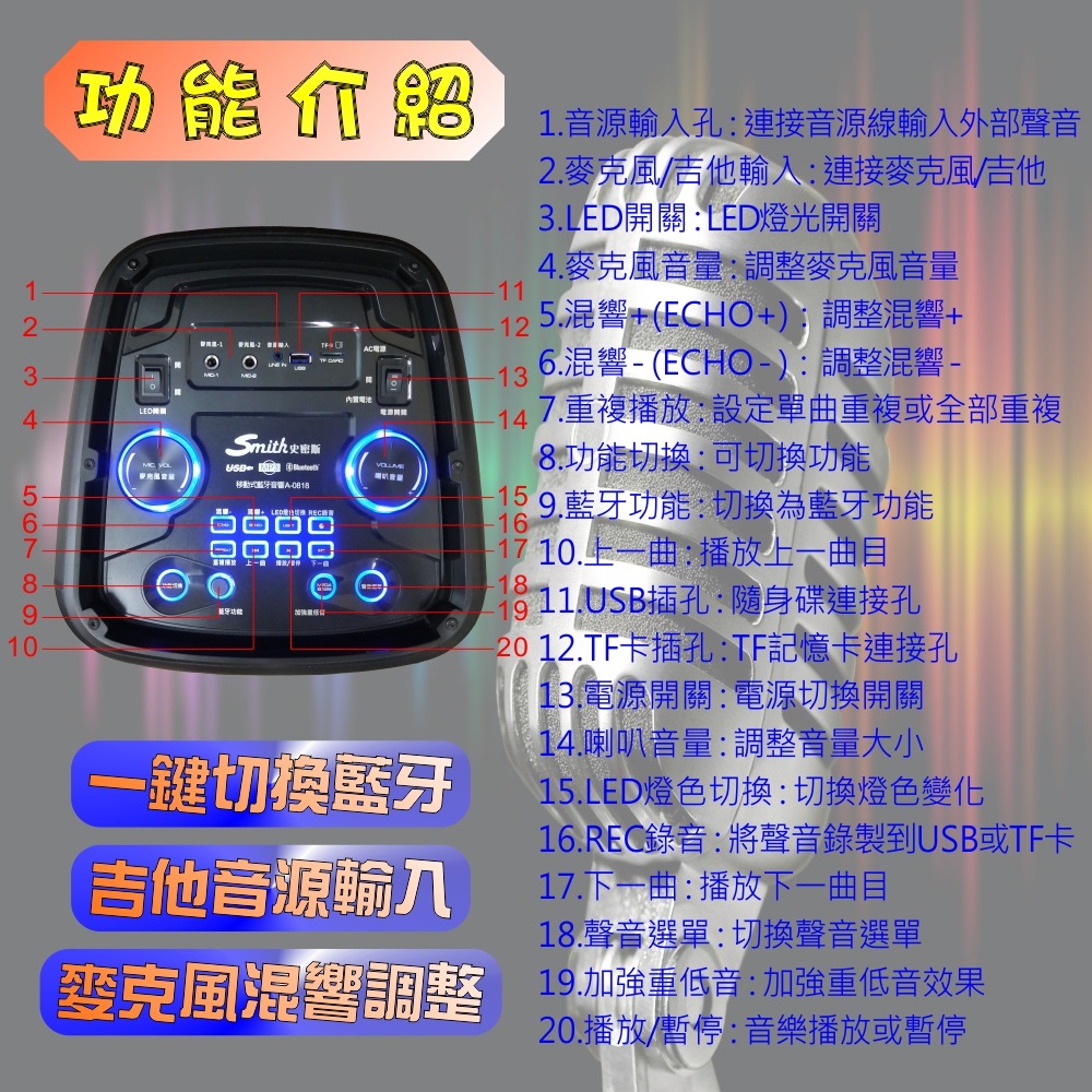 变克風混響調整 19加強重低音加強重低音效果