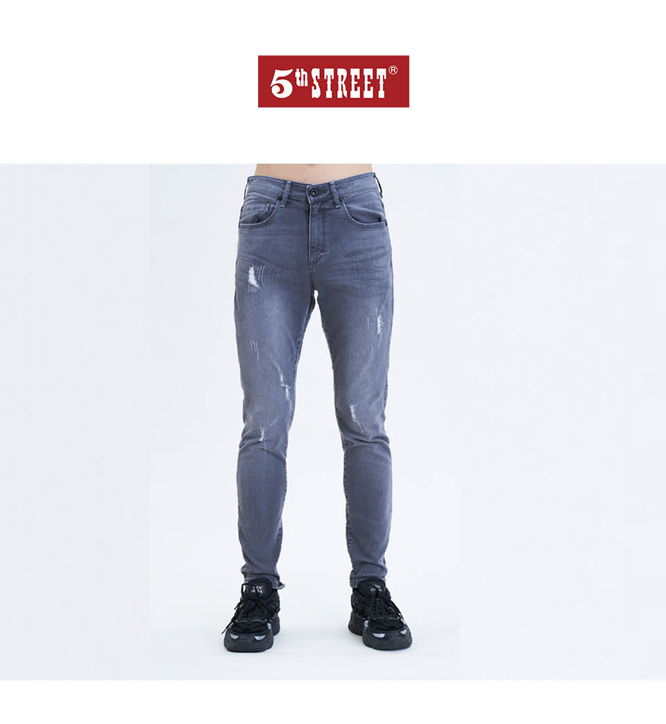 5th STREET 男裝山形微鬆直筒褲-暗灰色品牌優惠