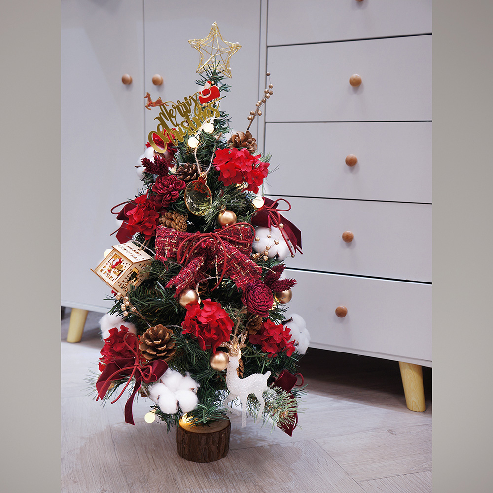 KIRA與花花藝 聖誕獻禮．PE法式質感聖誕樹/大-聖誕紅(