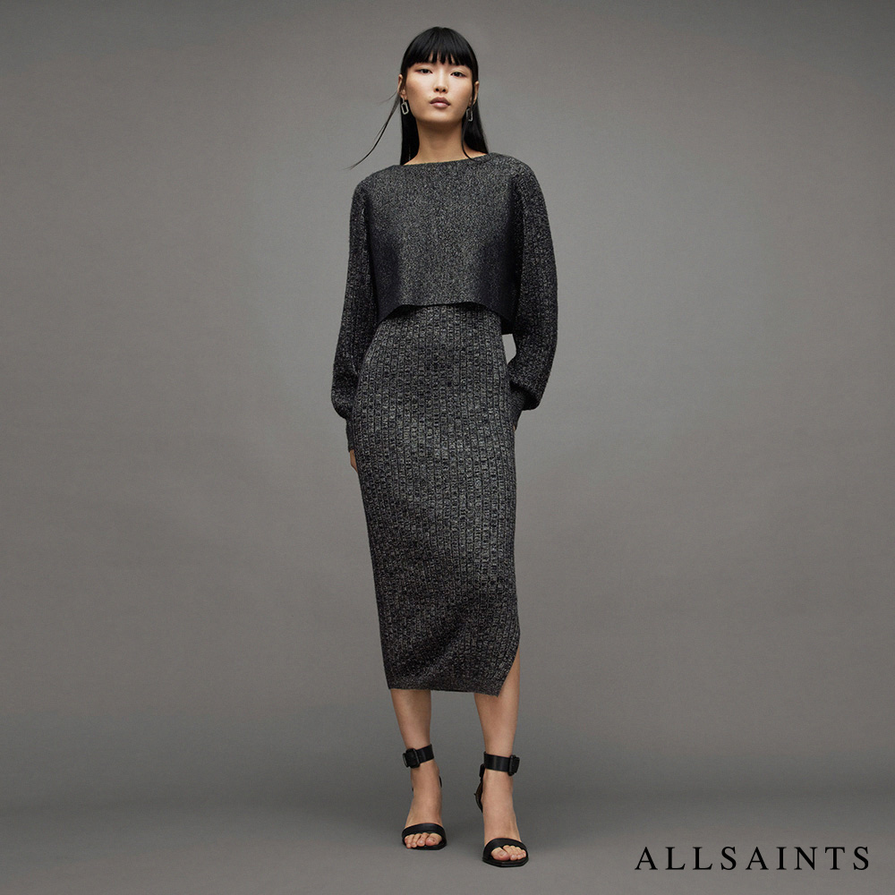 ALLSAINTS MARGOT 金屬光澤兩件式洋裝Blac
