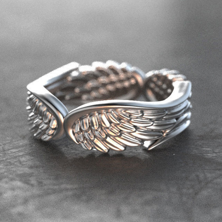 ANGEL 天使之翼翅膀泰銀歐美復古戒指(銀色尺寸可選)折扣