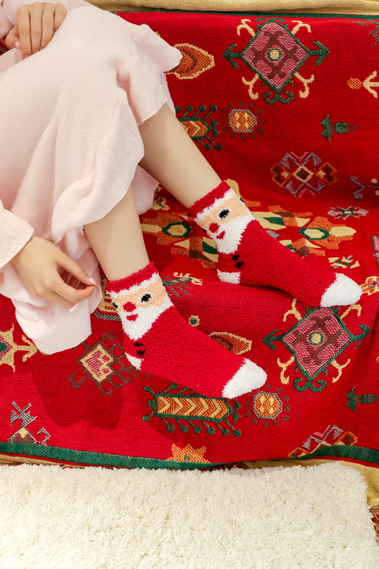 Star 星 聖誕襪珊瑚絨襪6入一組(聖誕佈置 送禮 聖誕盲
