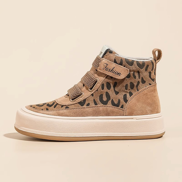 Taroko 拼貼豹紋內裡加絨魔術貼運動短靴(2色可選)優惠