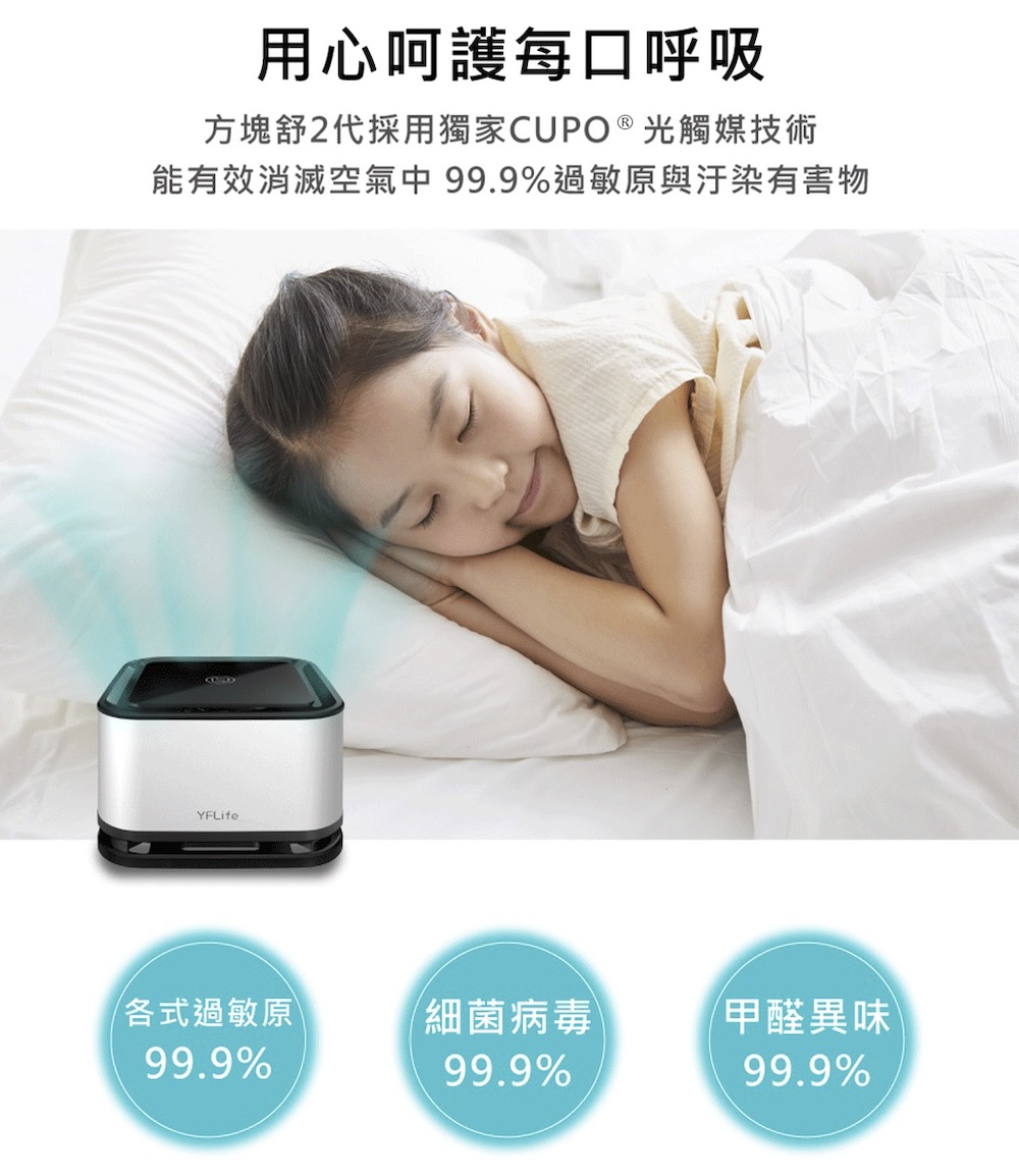 能有效消滅空氣中 99.9%過敏原與汙染有害物