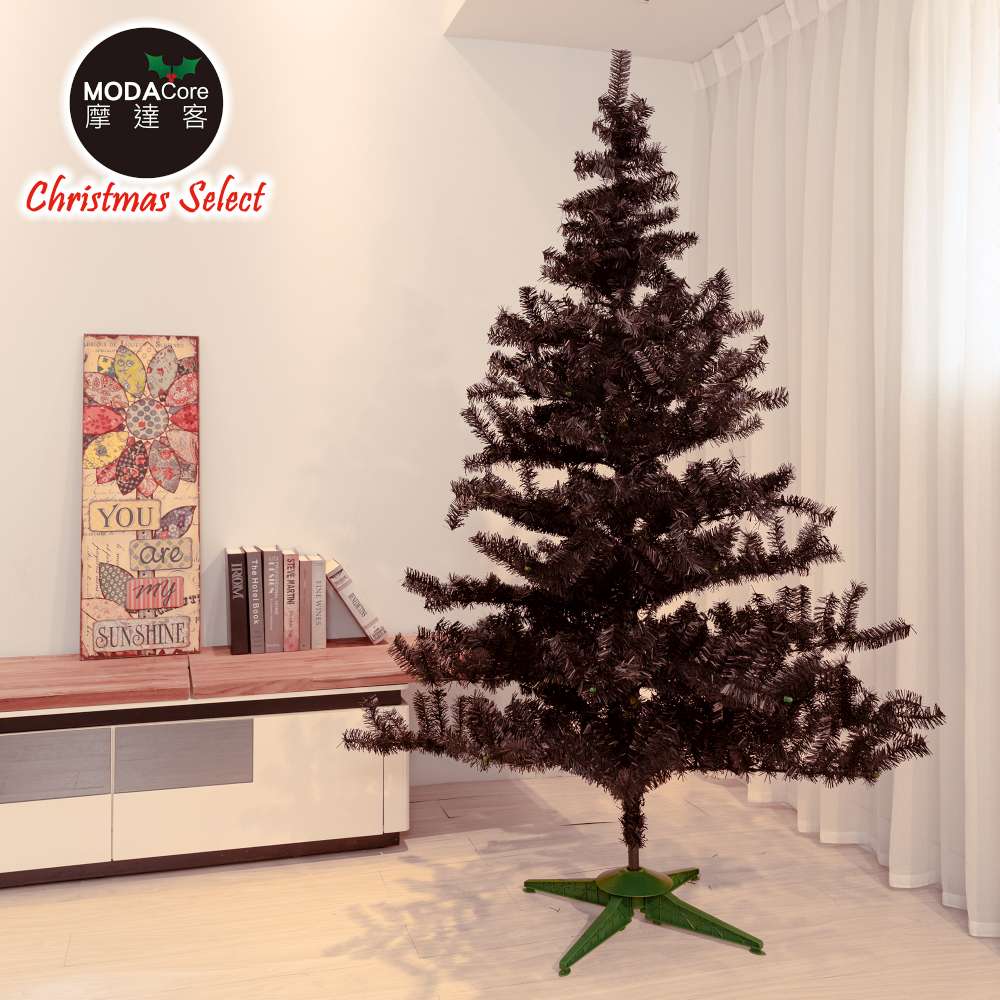 摩達客 台灣製10尺/10呎-300cm特仕幸福型黑色聖誕樹