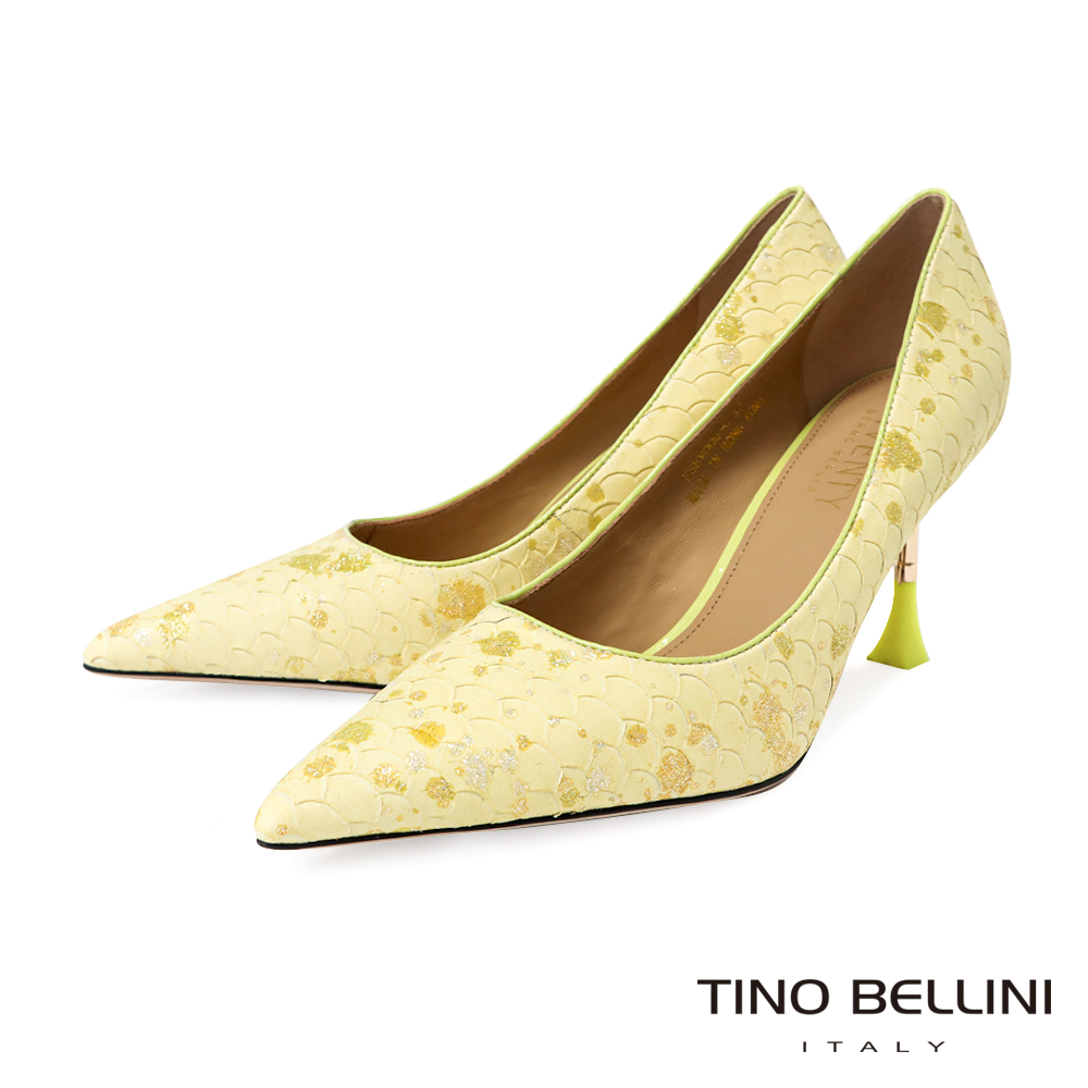 TINO BELLINI 貝里尼 尖頭美人魚異材質拼接高跟鞋