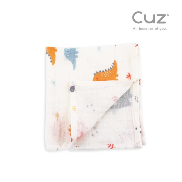 Cuz 土耳其有機綿紗布巾-恐龍嬰兒紀-2入(35x35cm