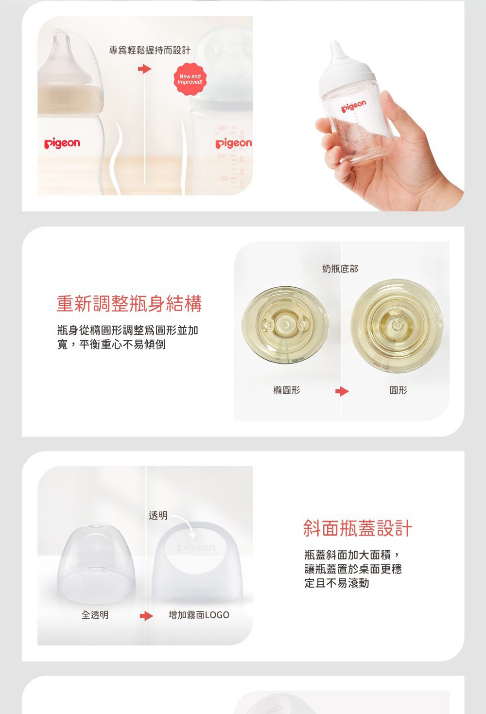 瓶身從橢圓形調整爲圓形並加