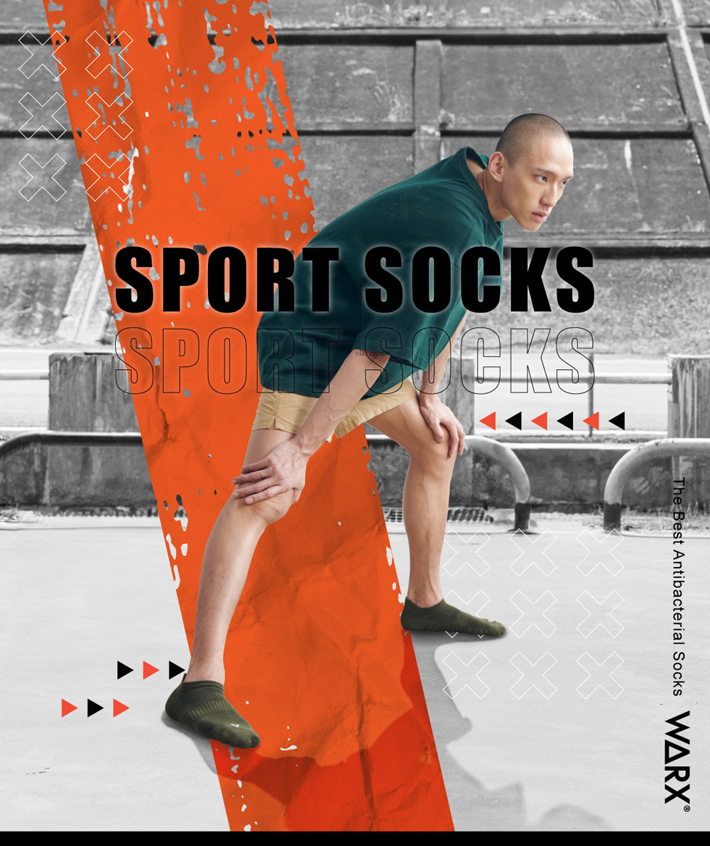 WARX 二刀流運動船型襪-鋯石藍(除臭襪/機能運動襪/足弓