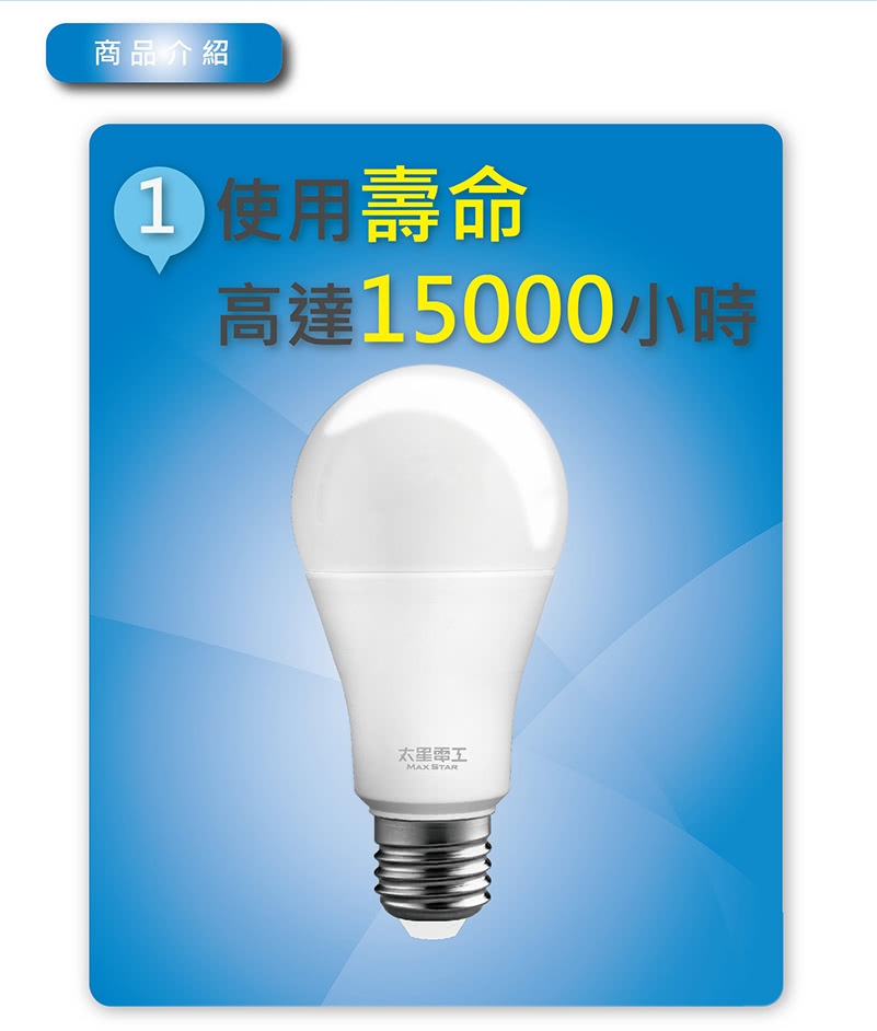 商品介紹 1 使用壽命 高達15000小時 太星電工 