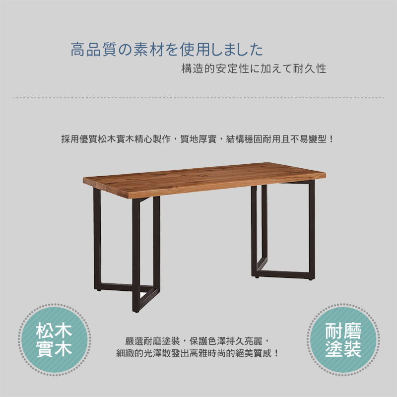 BODEN 莫尼5尺工業風實木餐桌/工作桌/長桌/會議桌/休