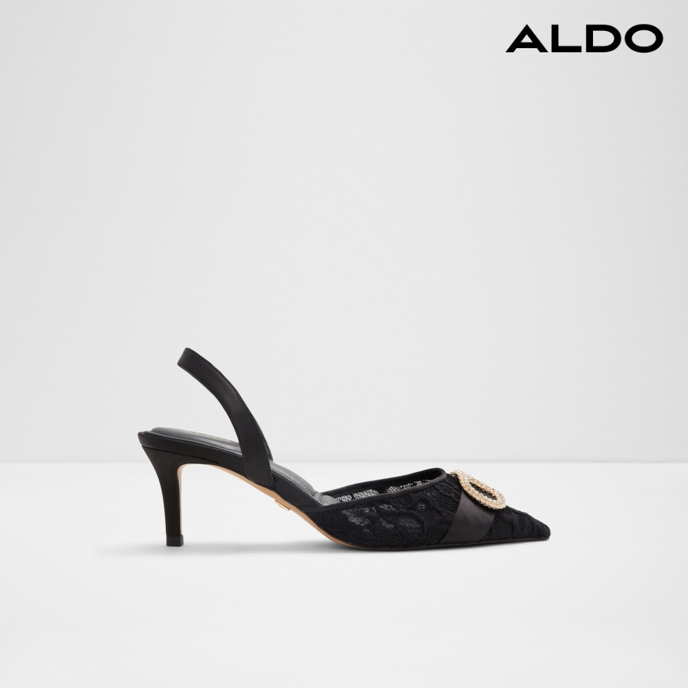 ALDO DECORA-氣質奢華水鑽後繫帶高跟鞋(黑色) 推