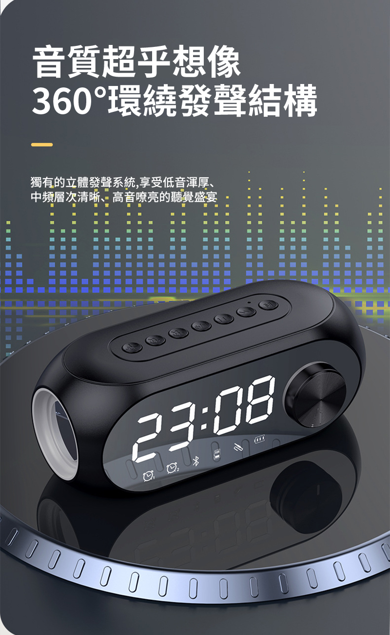 音質超乎想像 360環繞發聲結構 獨有的立體發聲系統,享受低音渾厚、 中頻層次清晰、高音嘹亮的聽覺盛宴 