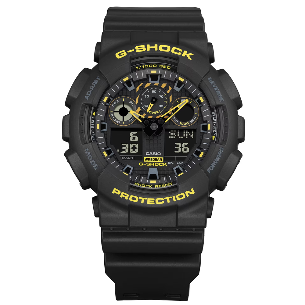 CASIO 卡西歐 G-SHOCK 黑黃時尚雙顯腕錶(GA-