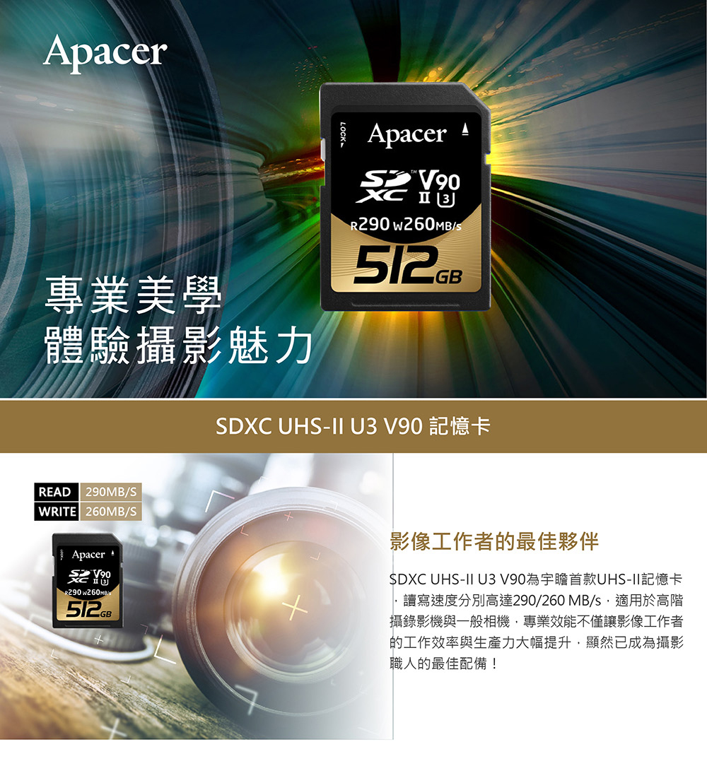 Apacer 宇瞻 256GB SD UHS-II U3 V