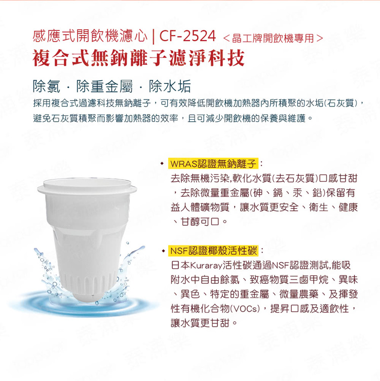 晶工牌 感應式開飲機專用濾心8入(CF-2524)折扣推薦