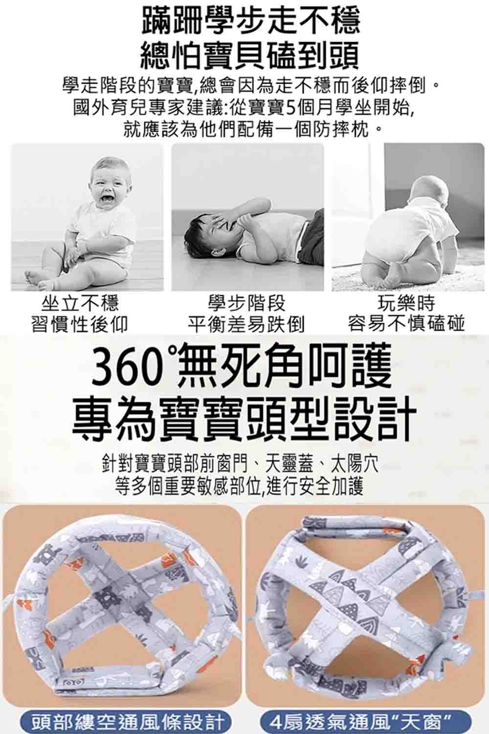 寶盒百貨 2入適用0-3歲 寶寶防摔護頭神器 嬰兒護頭枕(學