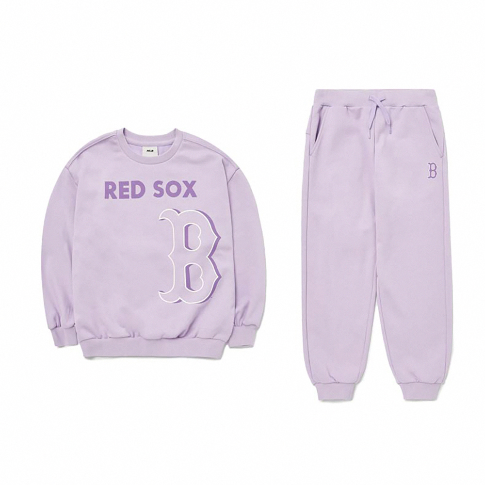 MLB 童裝 運動套裝 大學T+棉褲 波士頓紅襪隊(7FS2
