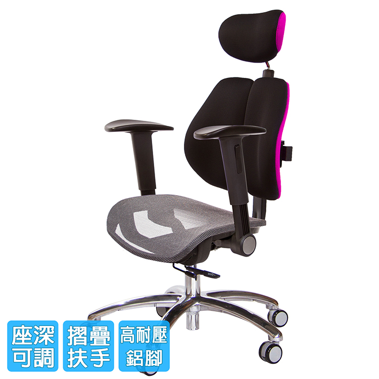 GXG 吉加吉 高雙背網座 工學椅 鋁腳/摺疊升降扶手(TW
