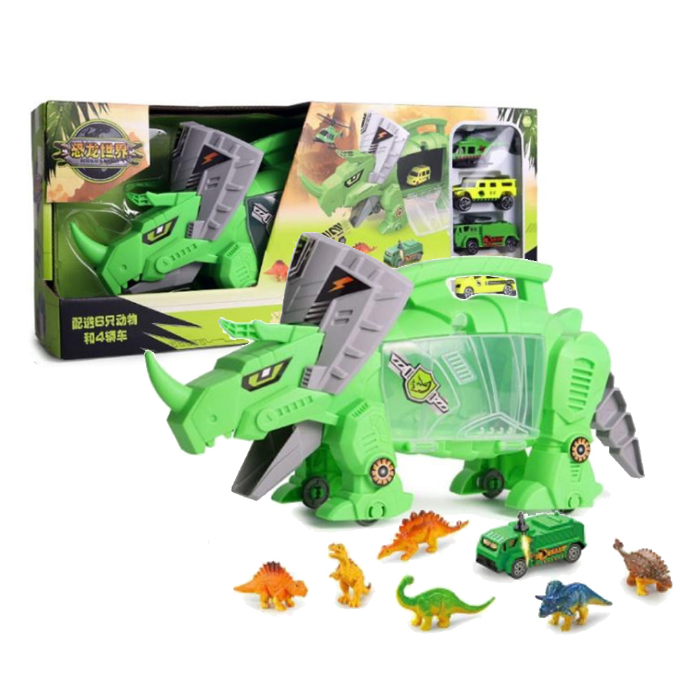 恐龍玩具車 三角龍 恐龍運輸車-恐龍-汽車 玩具車(dino