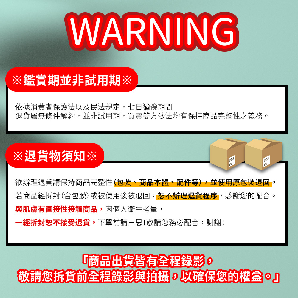 退貨屬無條件解約,並非試用期,買賣雙方依法均有保持商品完整性之義務。
