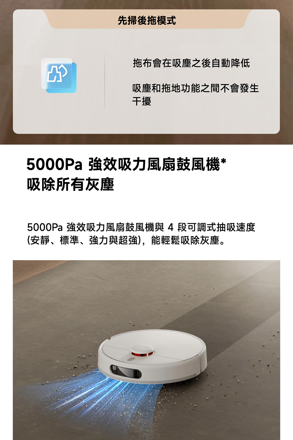5000Pa 強效吸力風扇鼓風機與4段可調式抽吸速度