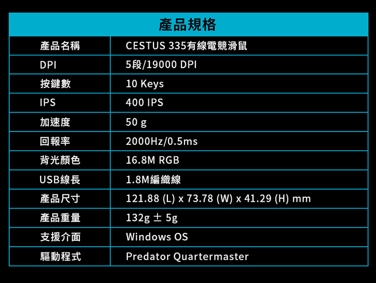 Acer 宏碁 PREDATOR CESTUS 335 有線