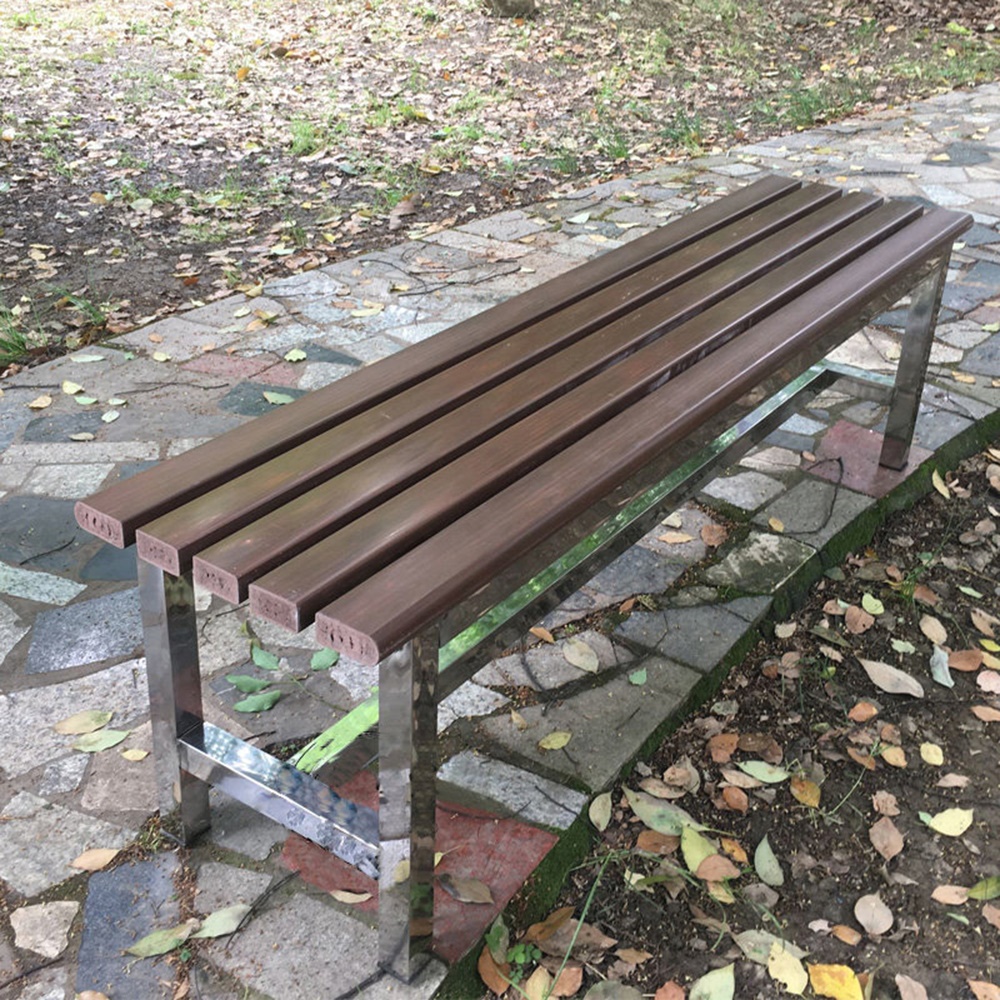 藍色的熊 012塑木不鏽鋼長條公園椅 120cm(公園椅 不