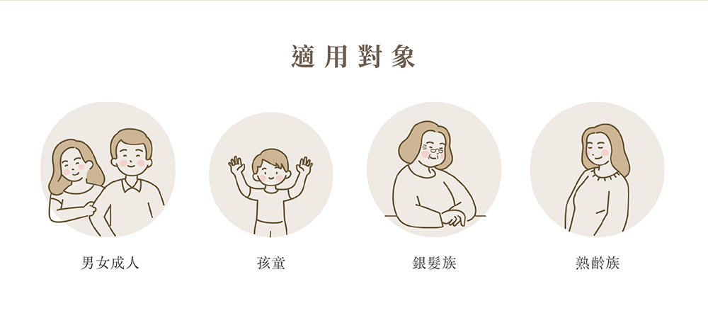 é©ç¨å°è±¡ ç·å¥³æäºº å­©ç«¥ éé«®æ çé½¡æ 