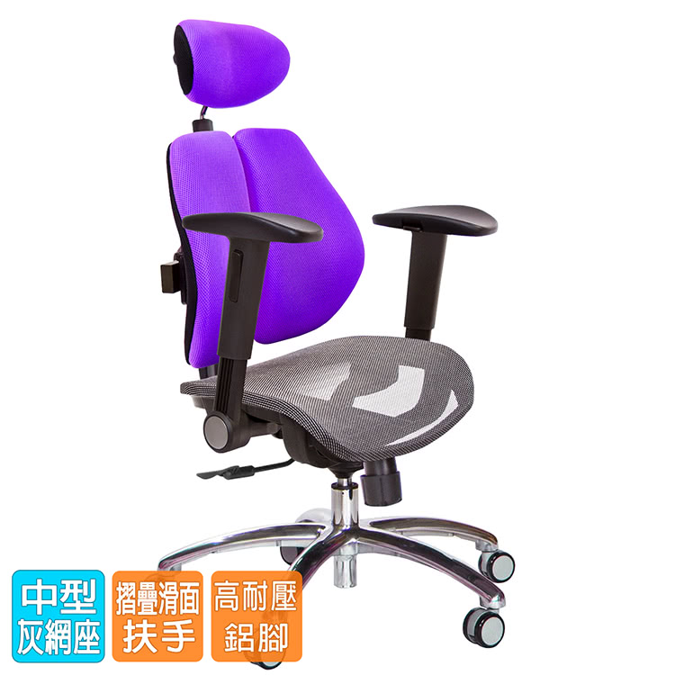 GXG 吉加吉 高雙背網座 電腦椅 鋁腳/摺疊滑面扶手(TW