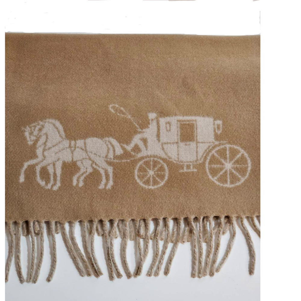 COACH COACH 馬車圖案Logo羊毛雙色圍巾義大利製