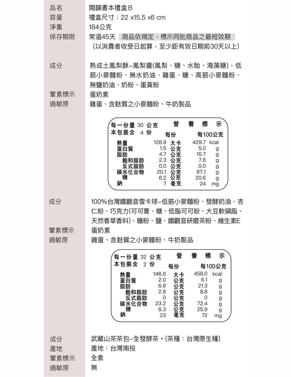 信手工坊 閱韻書本禮盒B/184g×3入組(土鳳梨酥×4、鐵