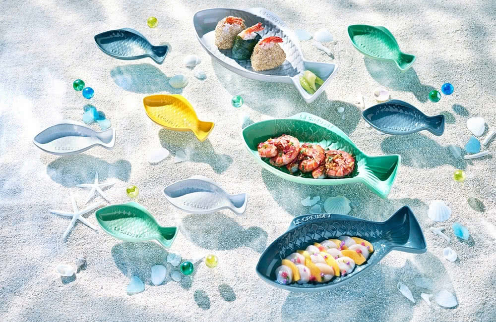 Le Creuset 瓷器鮮魚盤-中(加勒比海藍)優惠推薦