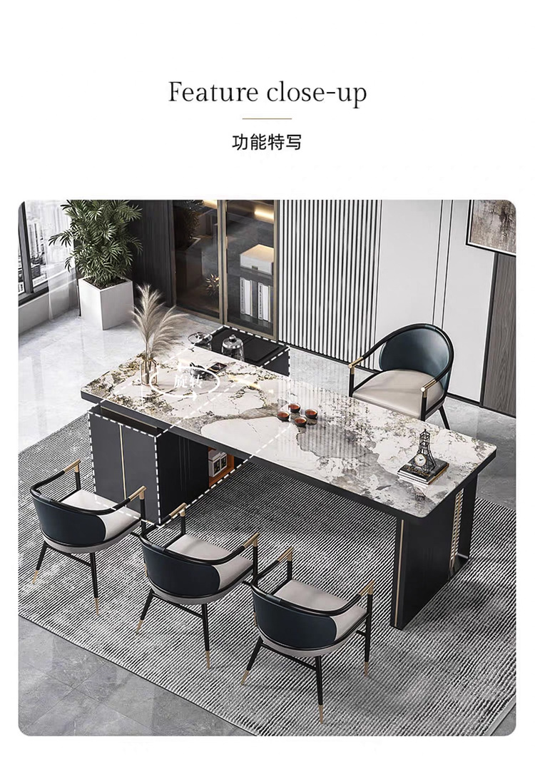 Taoshop 淘家舖 HT輕奢茶桌椅組合現代簡約岩板功夫泡