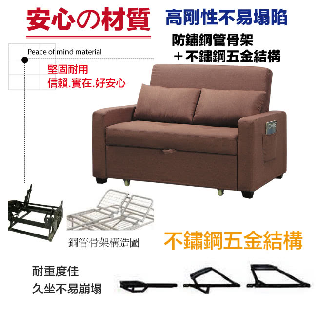 文創集 米斯灰綠科技布前拉式沙發椅/沙發床好評推薦