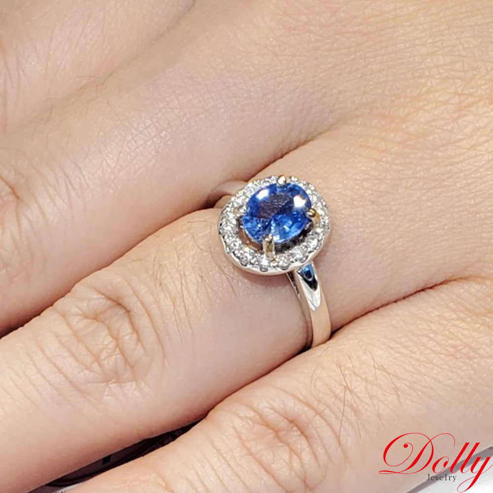 DOLLY 1克拉 14K金天然藍寶石鑽石戒指好評推薦