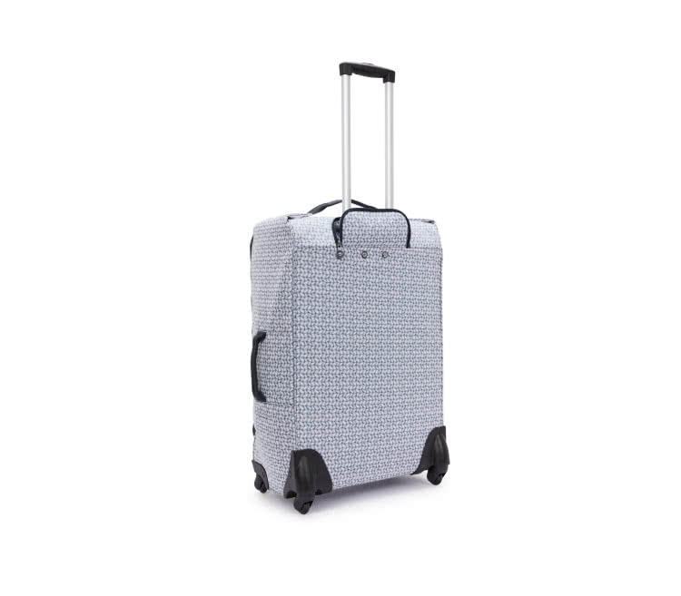 KIPLING官方旗艦館 藍白時尚幾何圖騰25吋行李箱-DA