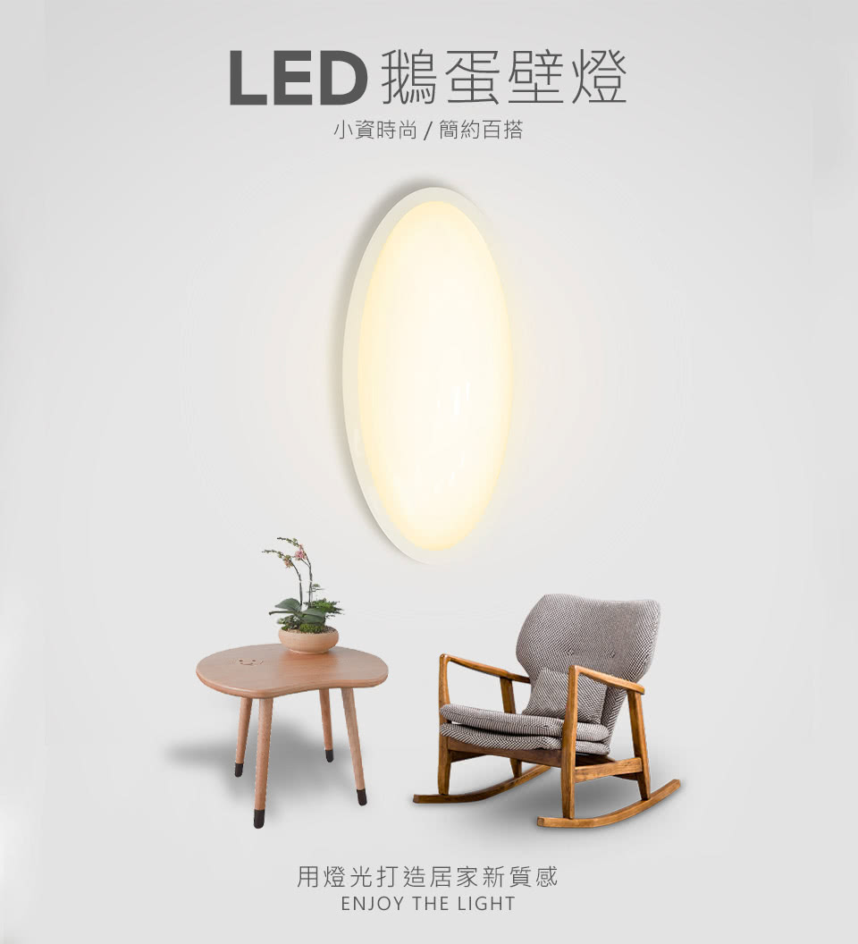 GS照明 10W LED 鵝蛋壁燈 暖白光(媲美自然光的優質