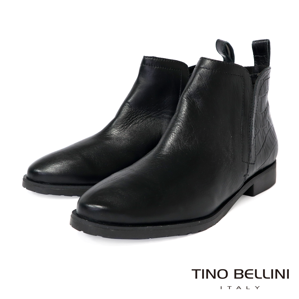 TINO BELLINI 貝里尼 巴西進口皮紋拼接切爾西短靴