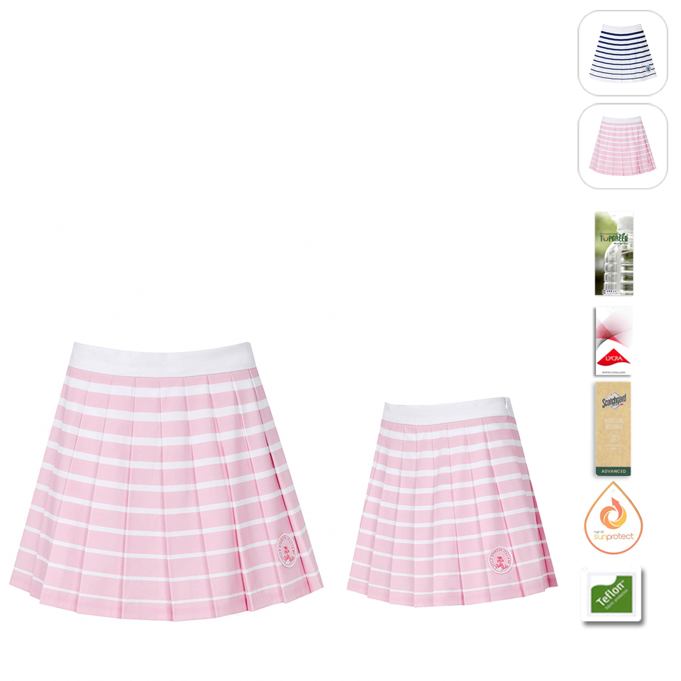 FILA官方直營 女撞色條紋平織短裙-粉色(5SKY-101