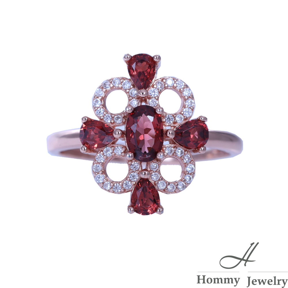 Hommy Jewelry 紅石榴水晶 戒指(Noble 紅