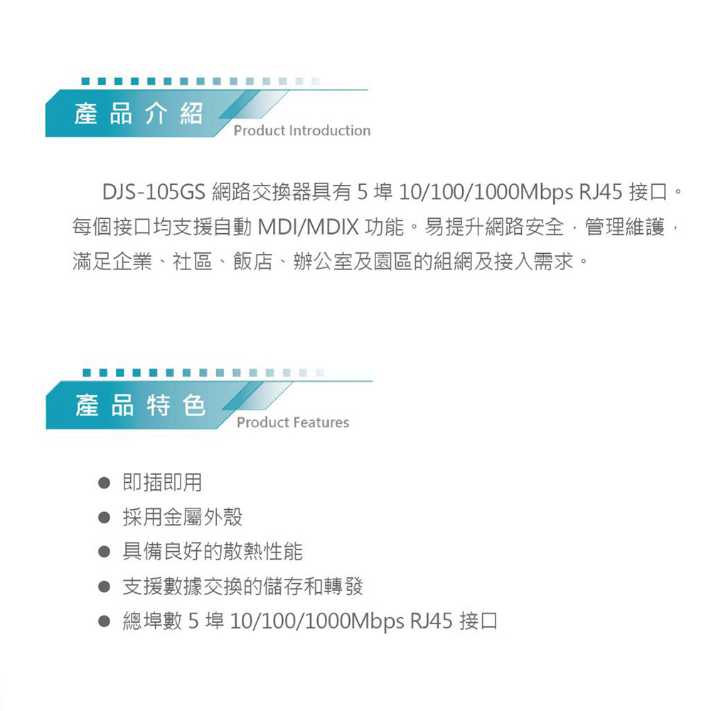 昌運監視器 5埠 10/100/1000Mbps Giga網