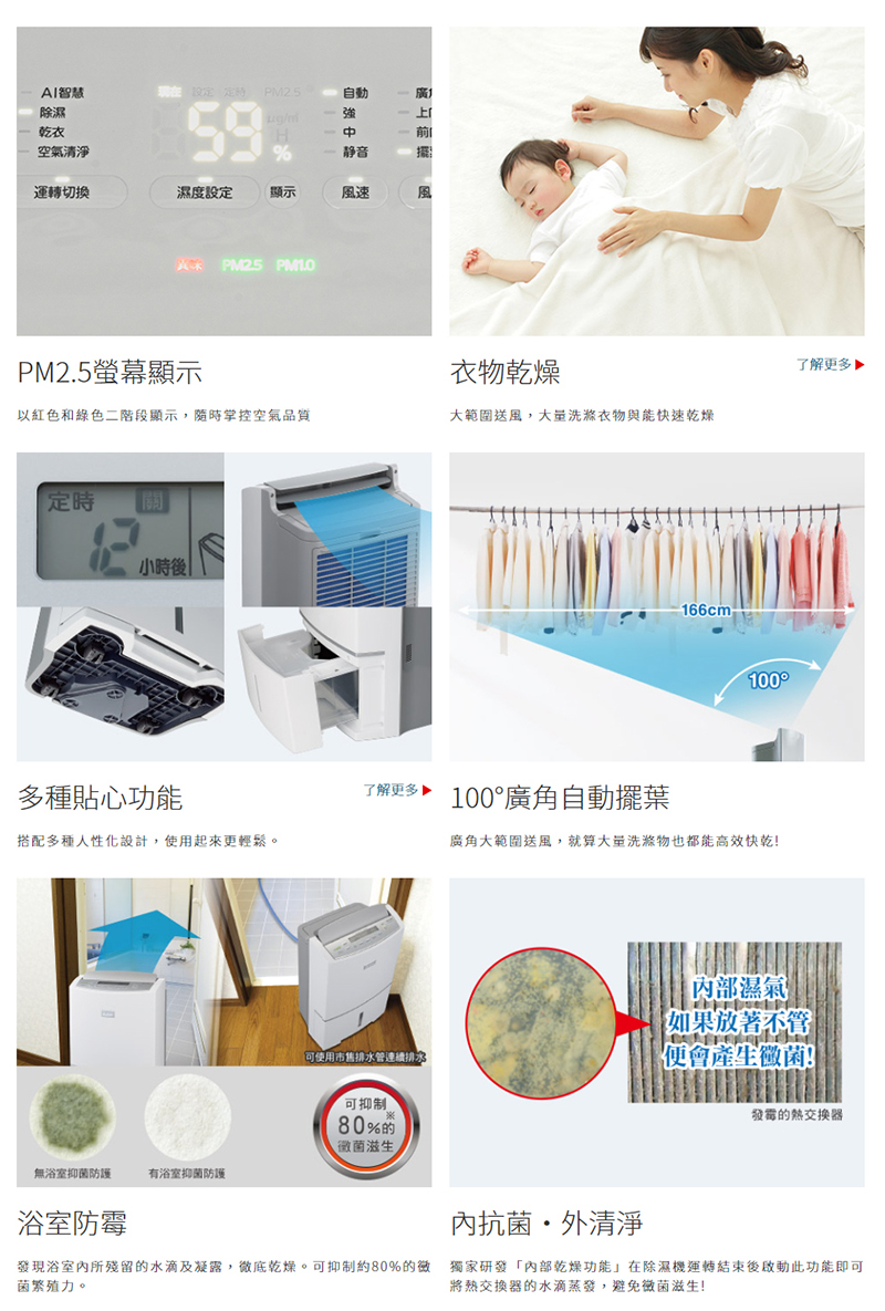發現浴室內所殘留的水滴及凝露,徹底乾燥。可抑制約80%的黴 獨家研發內部乾燥功能在除濕機運轉結束後啟動此功能即可