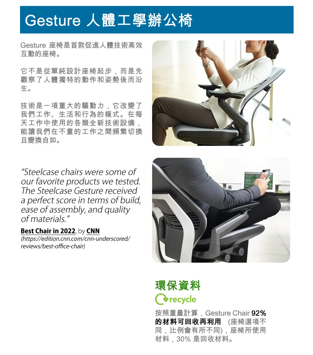 Steelcase Gesture Chair 頂級全功能頭
