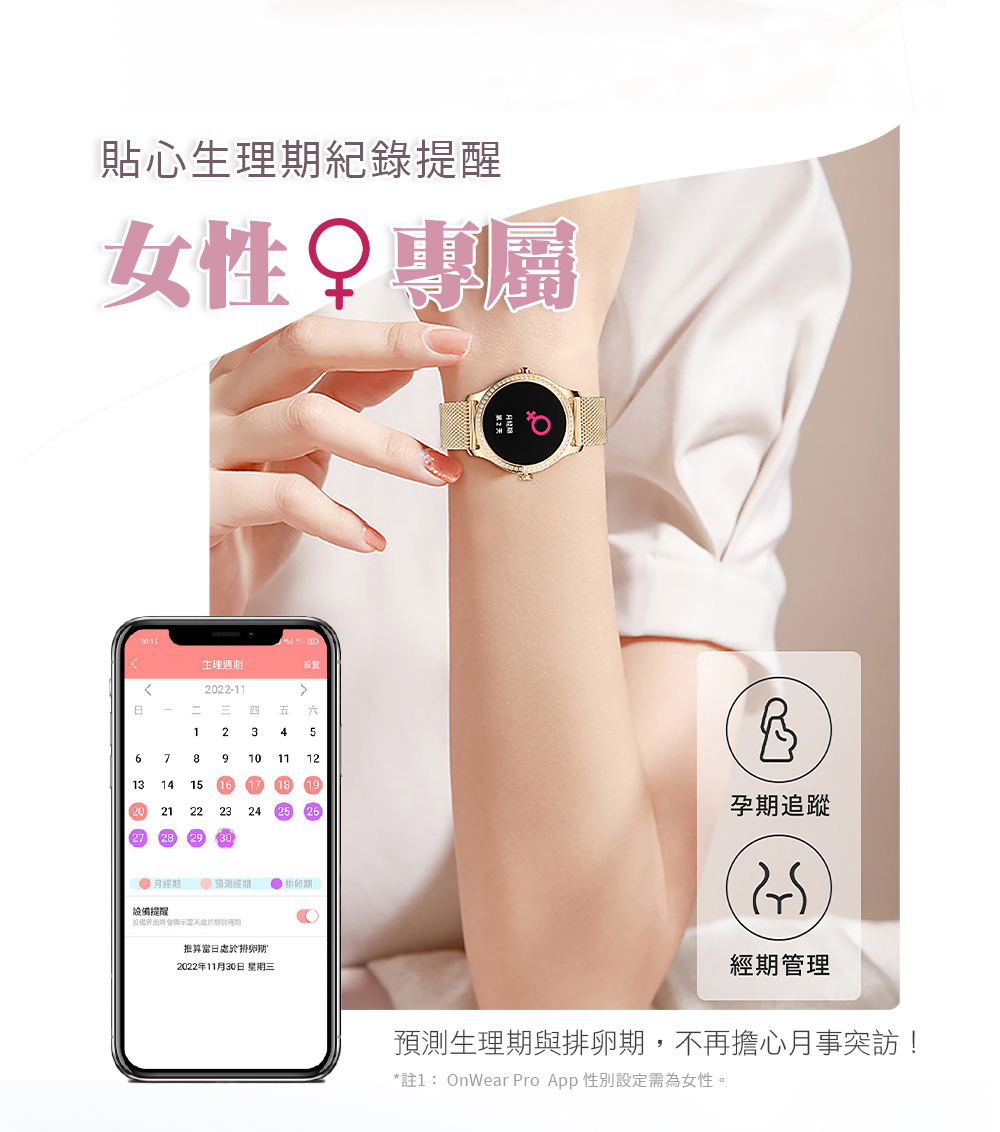 è¨»1 OnWear Pro App æ§å¥è¨­å®éçºå¥³æ§ã