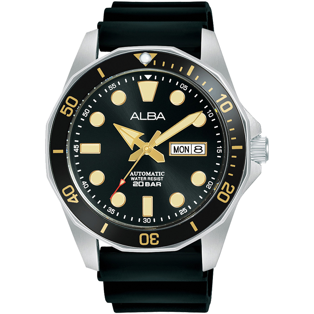 ALBA 雅柏 運動風200米潛水機械錶-43mm/膠帶款(