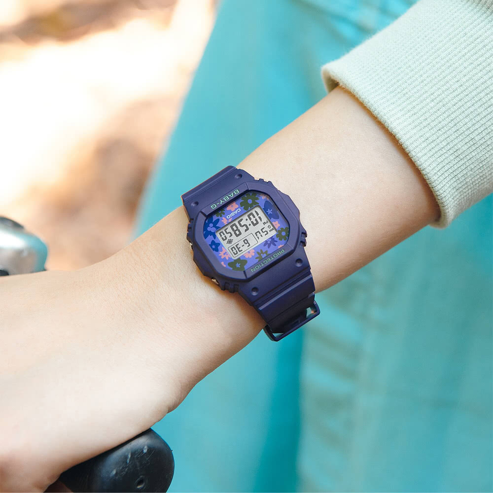 CASIO 卡西歐 卡西歐Baby-G 經典方形電子錶-藍紫