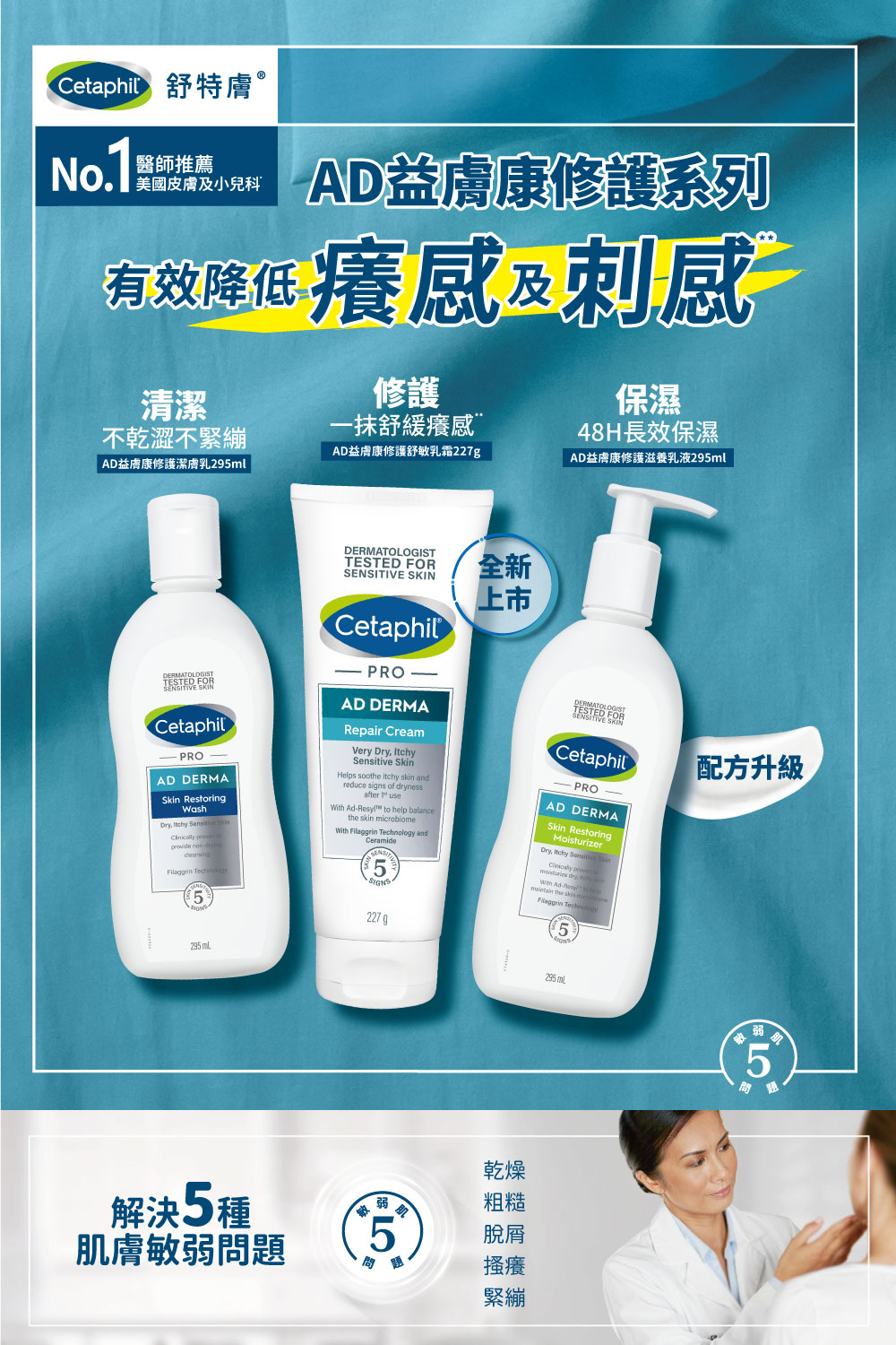 Cetaphil 舒特膚 官方直營 AD益膚康修護舒敏乳霜 