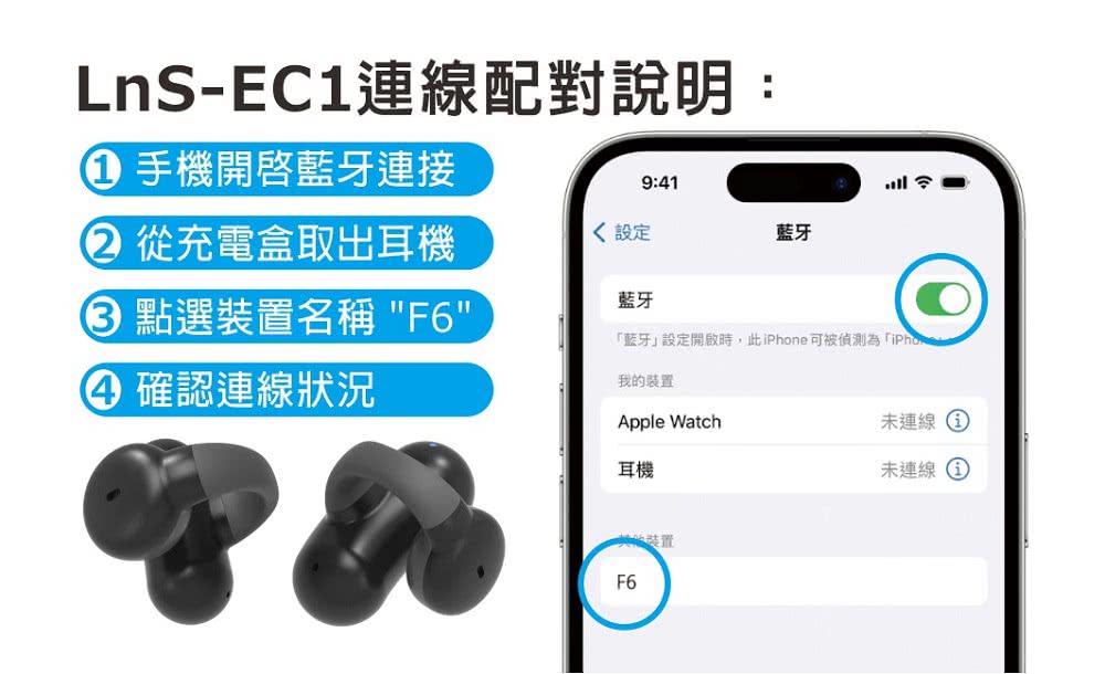 藍牙設定開啟時,此iPhone可被偵測為iPhone
