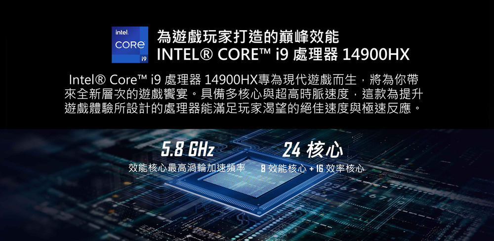 Intel Core i9 處理器 14900HX專為現代遊戲而生,將為你帶